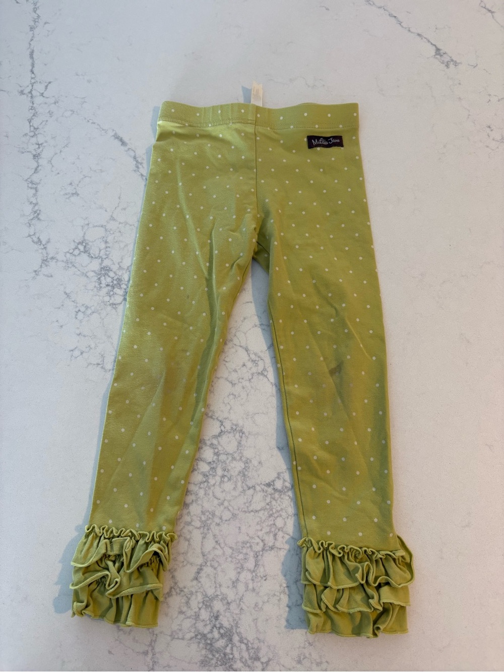 Matilda Jane Lime Green Polka Dot Ruffle Hem Leggings